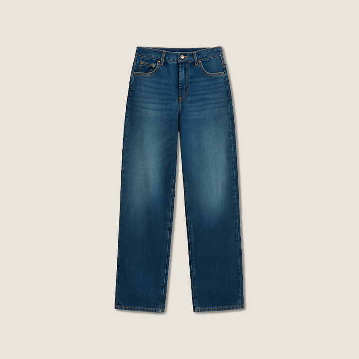 Women's Vintage Wash High-Waisted Straight Leg Jeans A10262