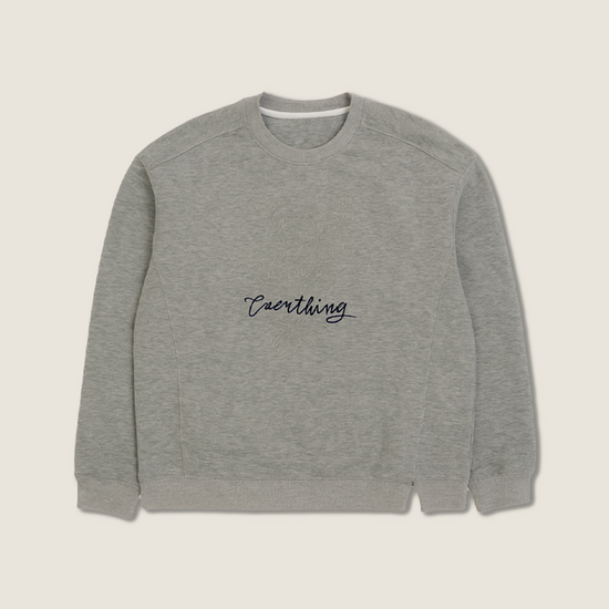 Women's Crew Neck Sweatshirt with Floral Embroidery and Lettering-Trendy Casual Pullover A10209