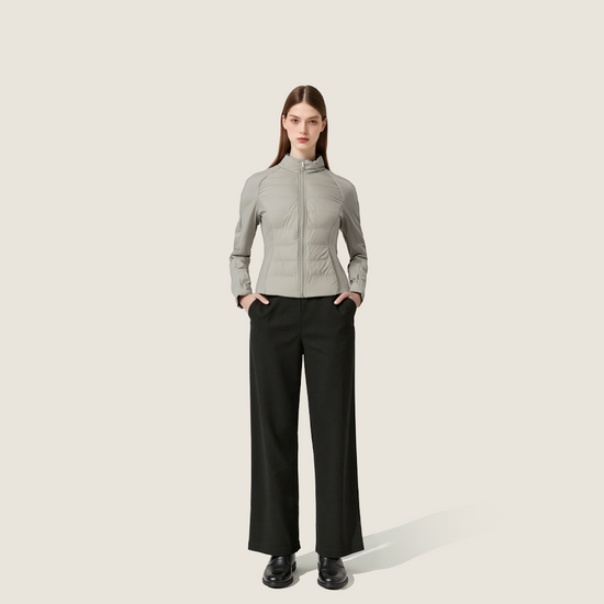 Women's Slim-Fit Quilted Zip-Up Outwear Sophisticated & Functional Design A10171