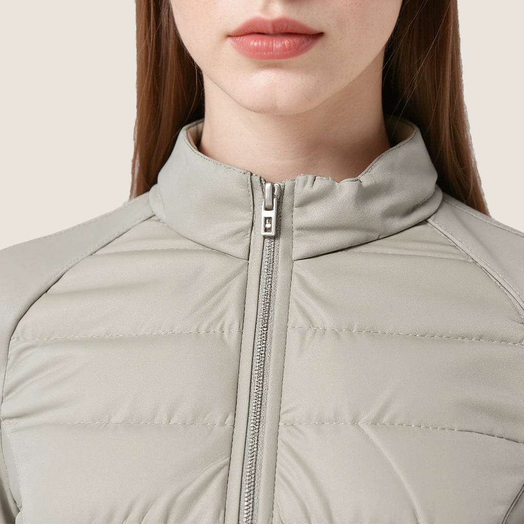 Women's Slim-Fit Quilted Zip-Up Outwear Sophisticated & Functional Design A10171
