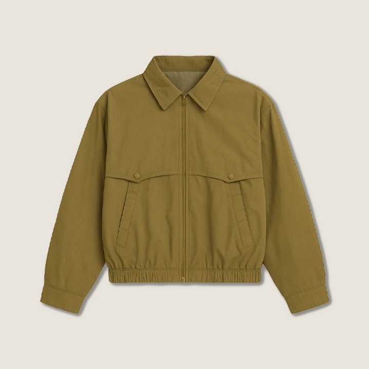 Women's Cropped Zip-Up Jacket with Collar A10178