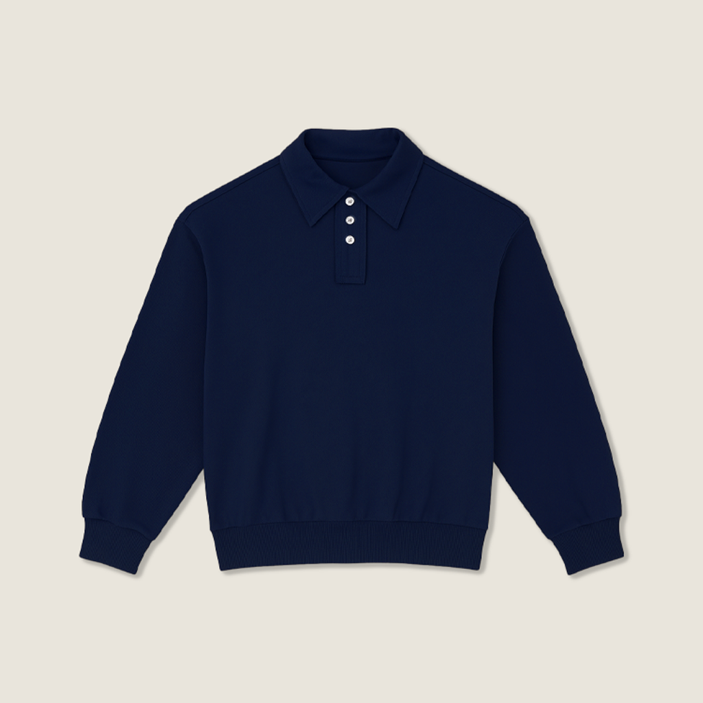 Polo Collar Long-Sleeved Top A10029