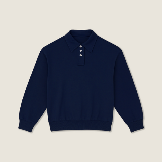 Polo Collar Long-Sleeved Top A10029