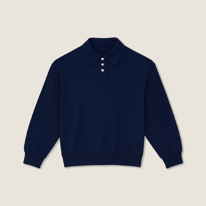 Polo Collar Long-Sleeved Top A10029