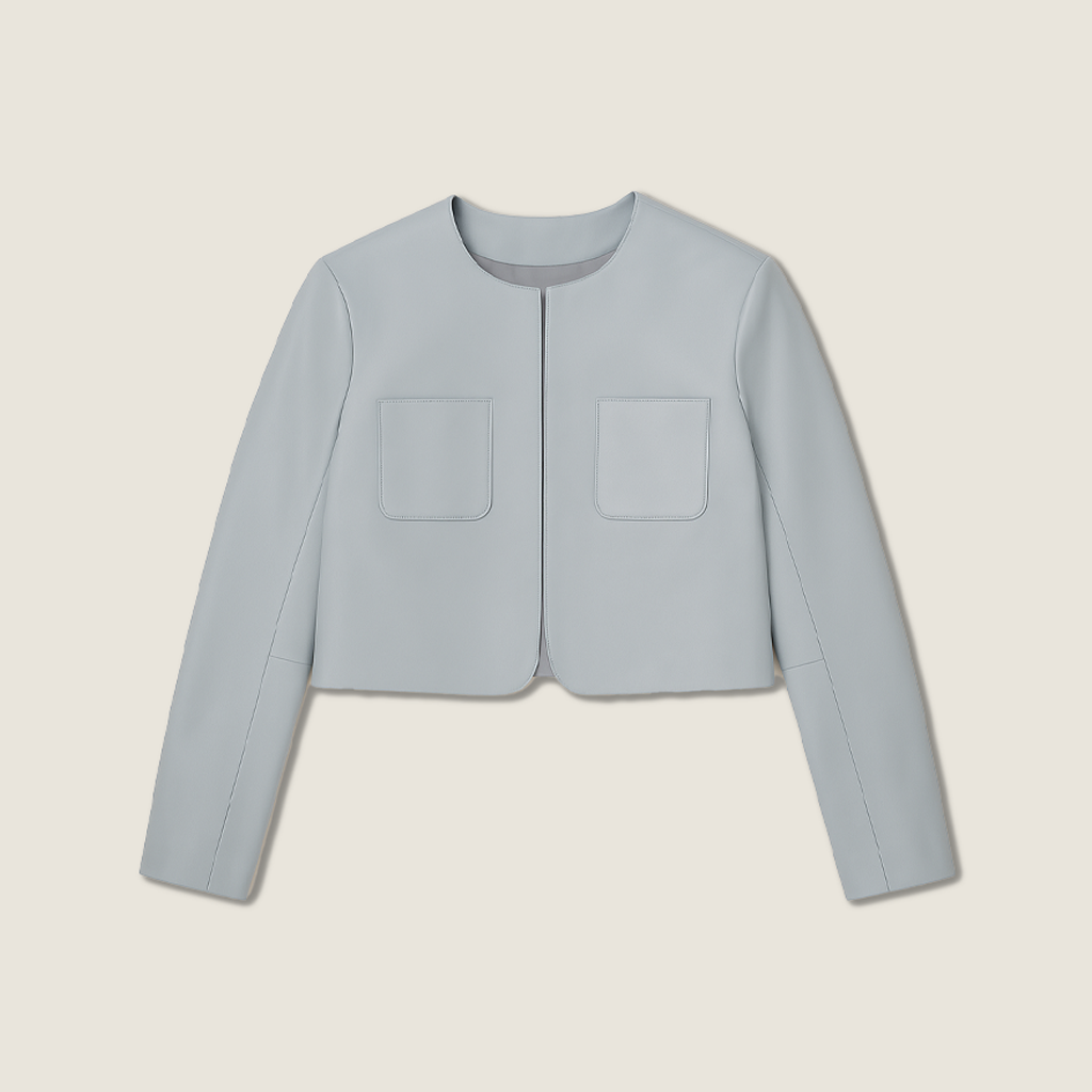 Cropped Lambskin Leather Coat A10398