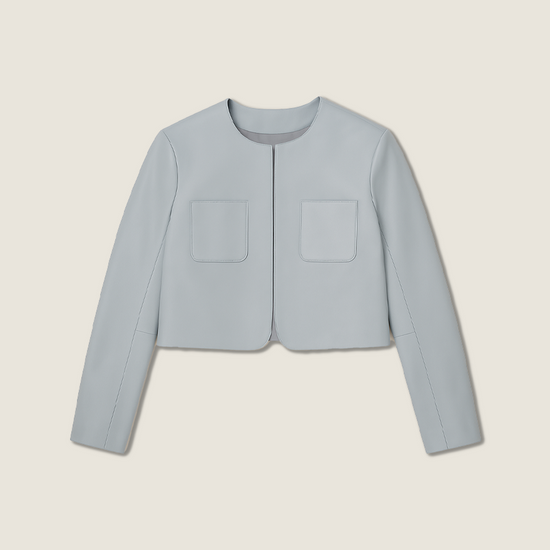 Cropped Lambskin Leather Coat A10398