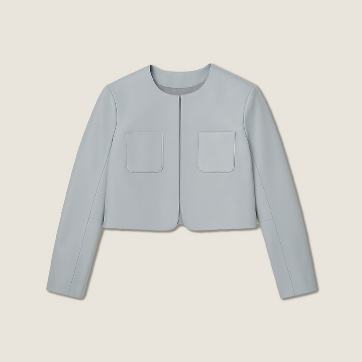 Cropped Lambskin Leather Coat A10398
