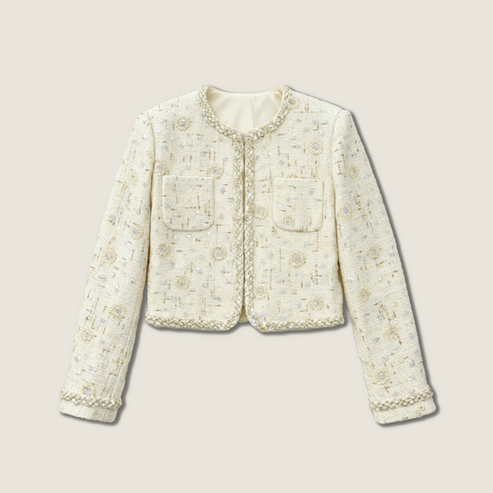 Hand-Embroidered Tweed Jacket A10401