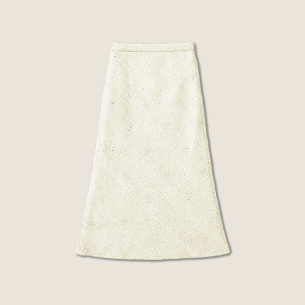 Cream Embellished Tweed Maxi Set A10443