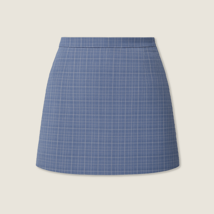 Women's Preppy Style Checkered Mini Skirt with Slim Fit A10074