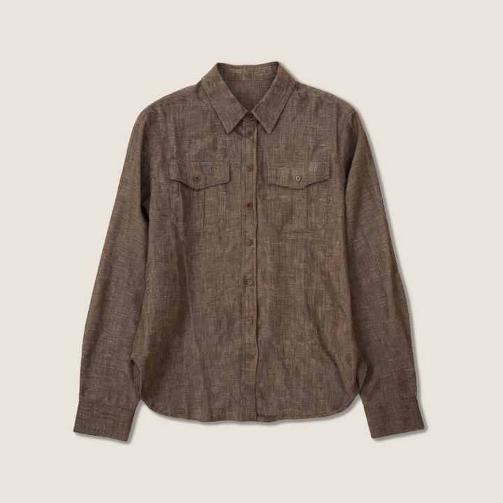 Linen Button-Down Shirt with Flap Pockets A10418