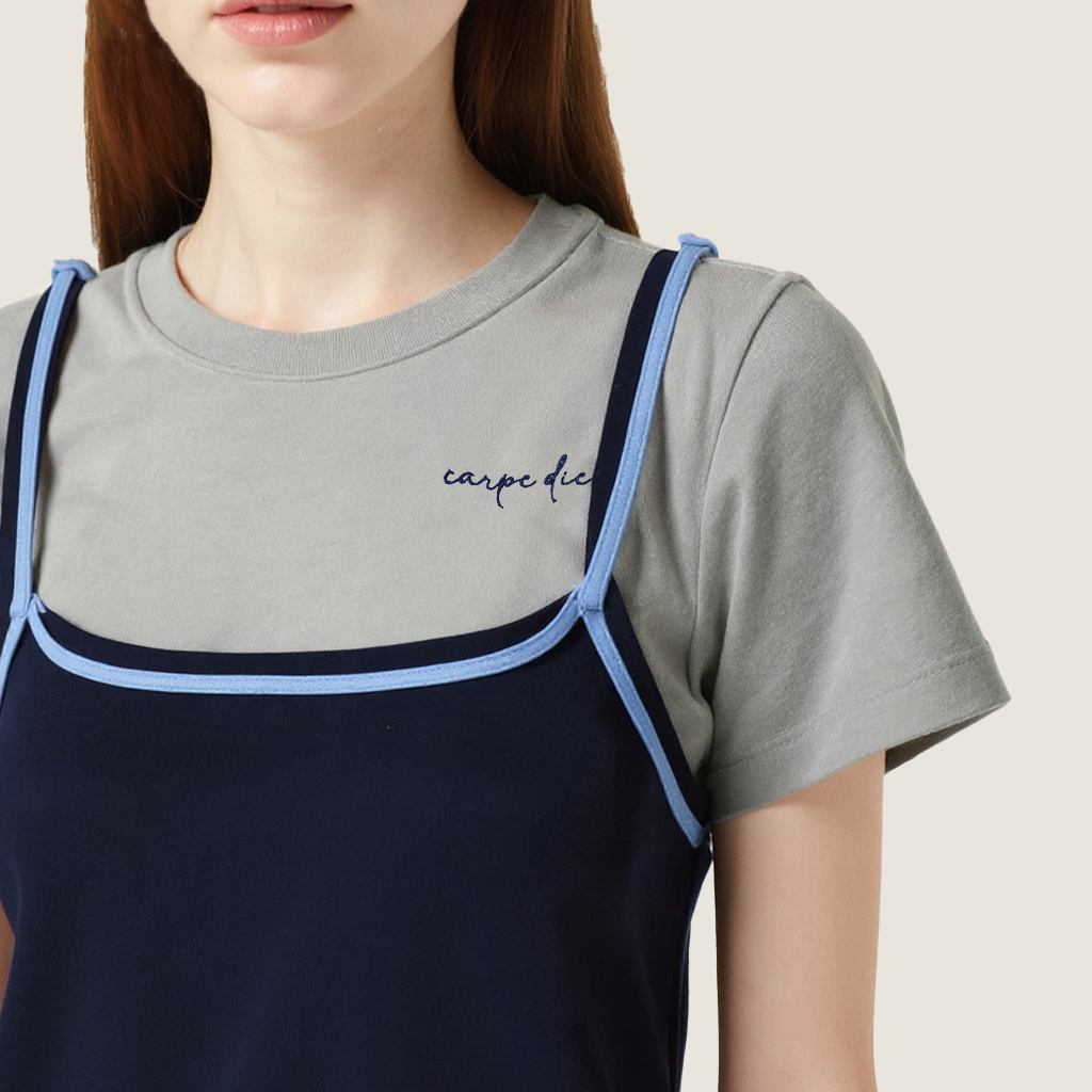 Women's Layered Contrast Color Tank & Tee Trendy Two-in-One Style A10198