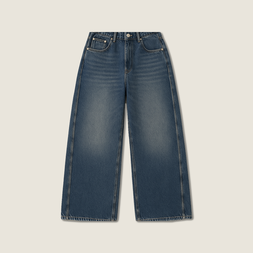 Women's High Waist intage Washed Loose Fit Wide Leg Jeans A10227