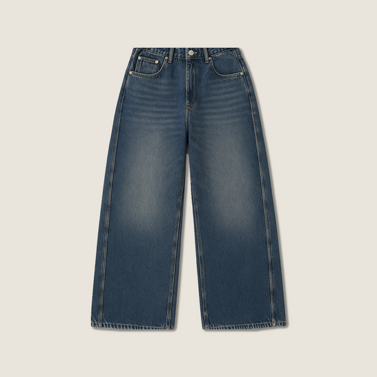 Women's High Waist intage Washed Loose Fit Wide Leg Jeans A10227