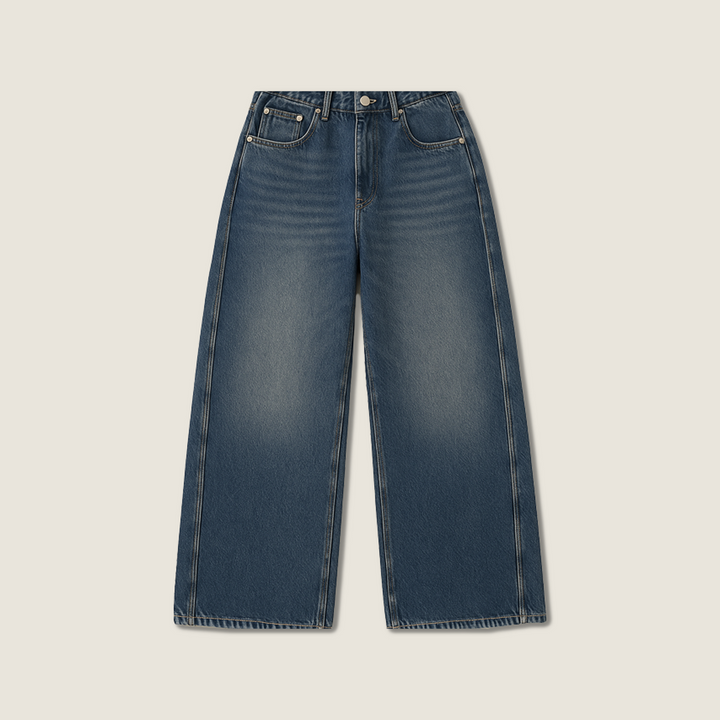 Women's High Waist intage Washed Loose Fit Wide Leg Jeans A10227