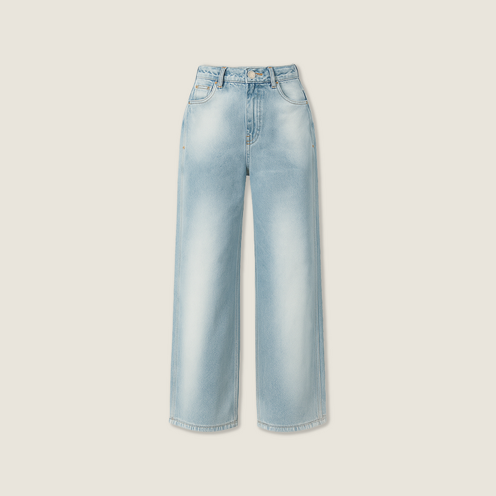 Women's Loose Wide Leg Denim Jeans with Back Embroidery A10039