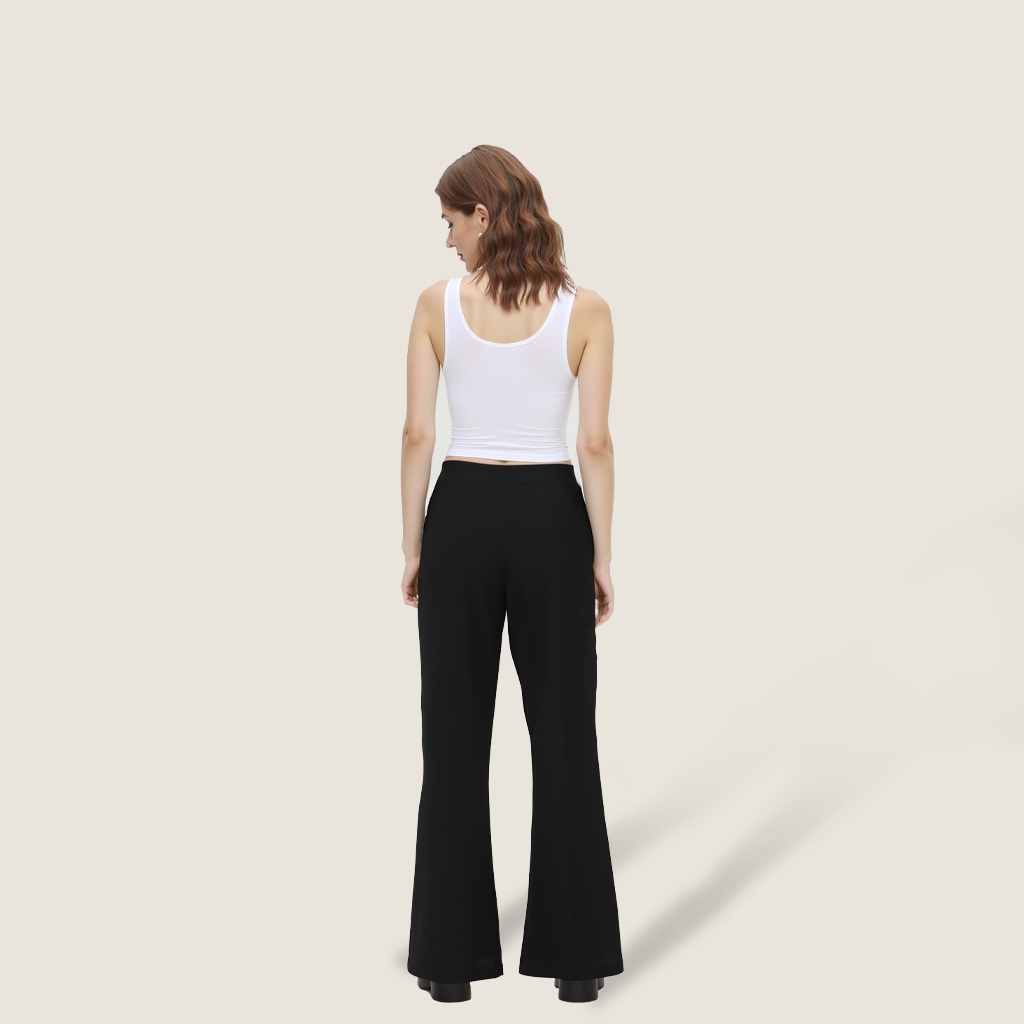 Women's High-Waisted Flare Pants-Sleek & Retro Silhouette A10188