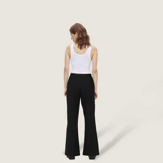 Women's High-Waisted Flare Pants-Sleek & Retro Silhouette A10188