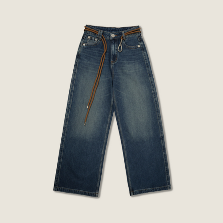 Drawstring Wide-Leg Jeans A10189