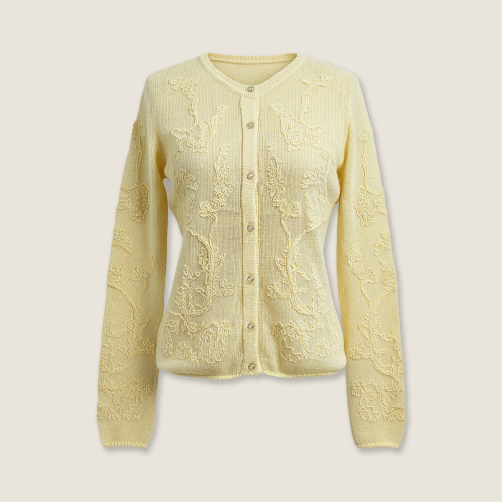 Sheer Embroidered Lace Knit Cardigan - M31N