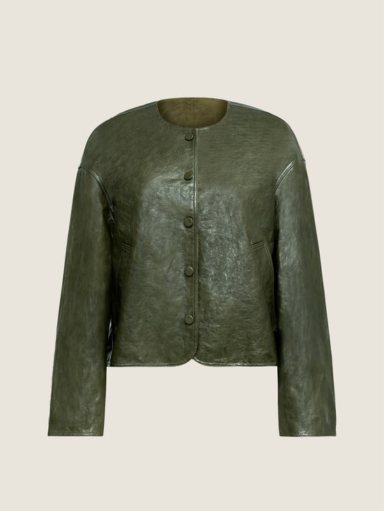Olive Lambskin Button Jacket M31N