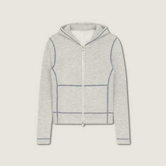 Zip-Up Contrast Stitch Casual Sportswear Two-Piece Set A10223