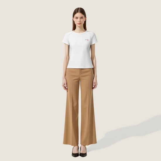 Women's Basic Fitted Crop Tee 3D Cut Clean Casual Style A10009