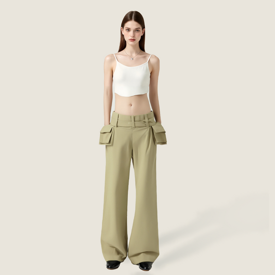 Women's Relaxed Fit Utility Pants High Rise Functional Style A10012