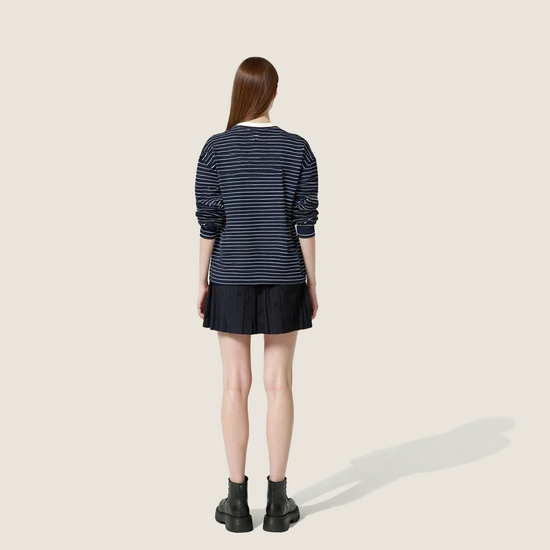 Women's Oversized Sailor Striped Sweater Long Sleeve Japanese Style Pullover A10019