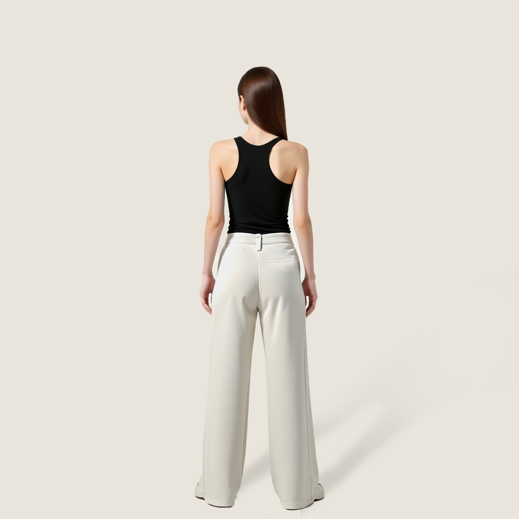 Women's Plain High-Waisted Casual Wide-Leg Pants A10329
