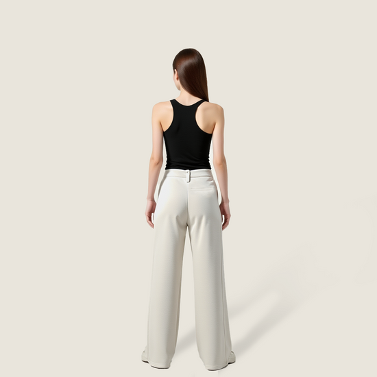 Women's Plain High-Waisted Casual Wide-Leg Pants A10329