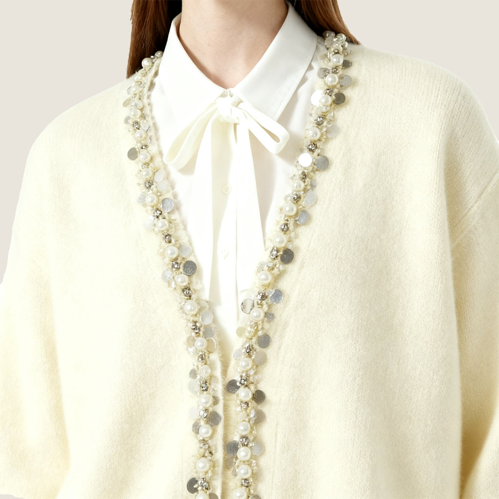 Pearl Sequins-Embellished Cardigan A10412