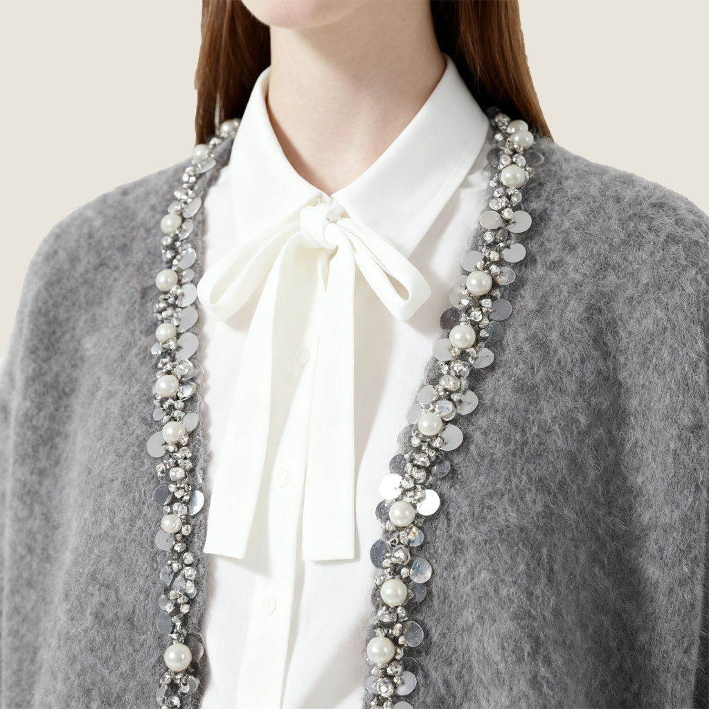 Pearl Sequins-Embellished Cardigan A10412