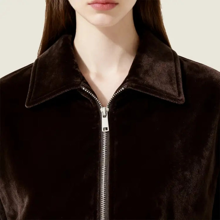 Velvet Collard Zip Jacket M31N