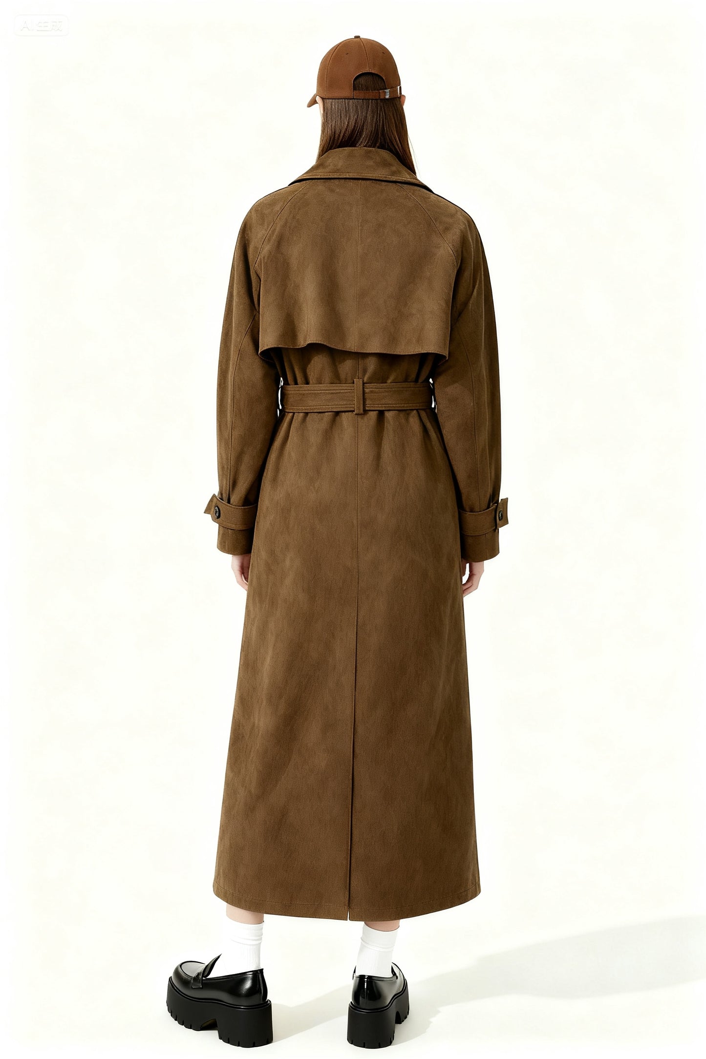 Double-Breasted Suede Coat A10420