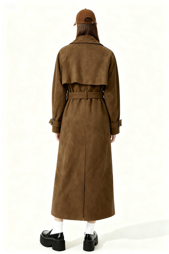 Double-Breasted Suede Coat A10420