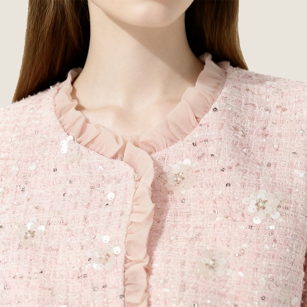 Ruffled Tweed Embroidered Set A10399