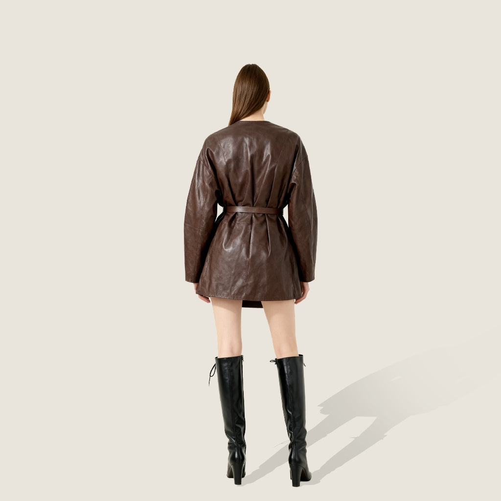 Lambskin Wrap Belt Jacket A10425