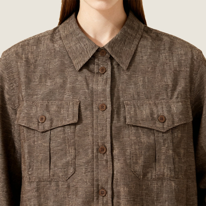 Linen Button-Down Shirt with Flap Pockets - M31N