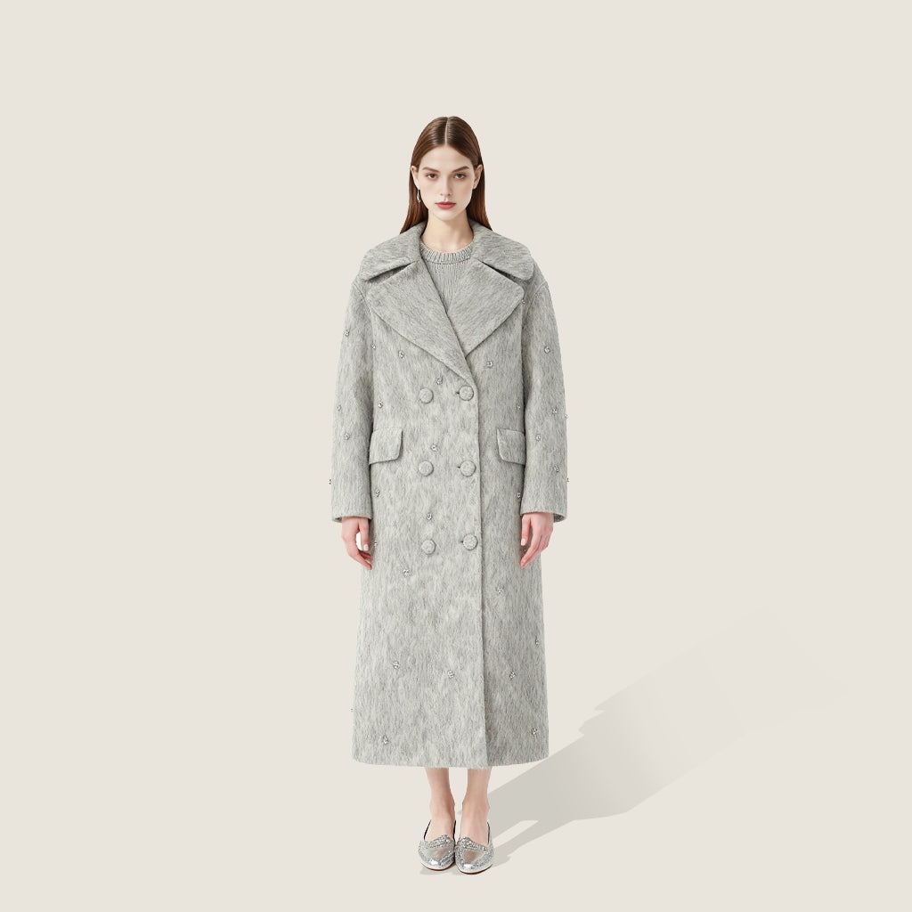 Embellished Wool Double-Breasted Coat A10388
