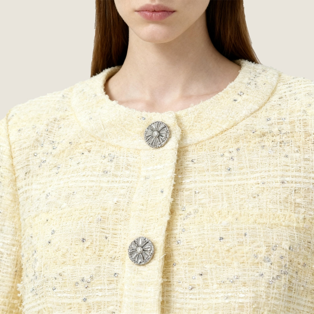 Cream Embellished Tweed Maxi Set A10443