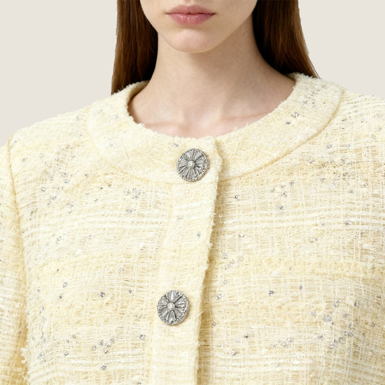 Cream Embellished Tweed Maxi Set A10443
