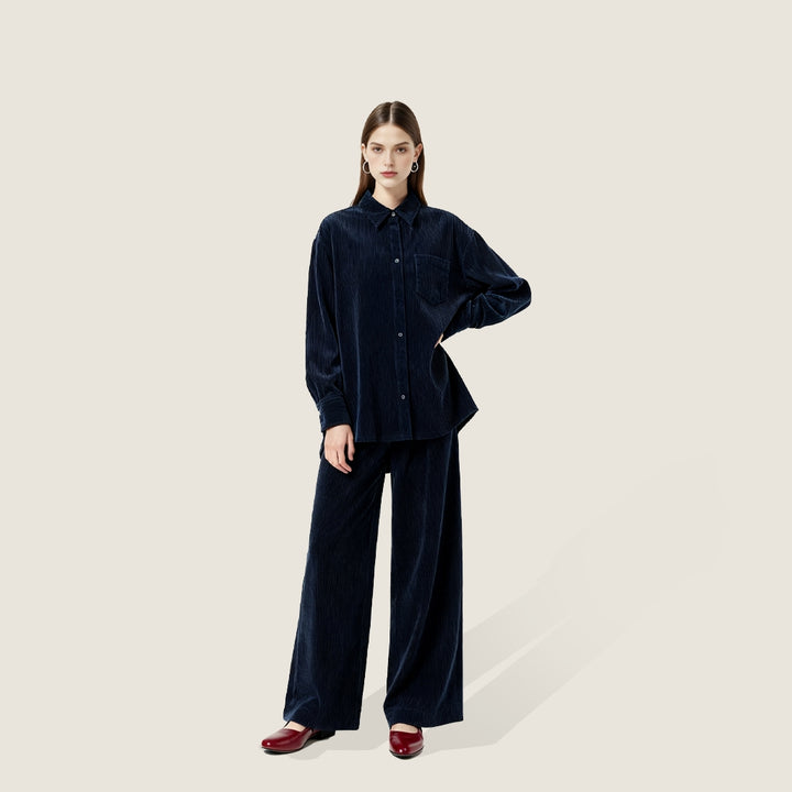 Button Up Corduroy Casual Two-Piece Set A10220