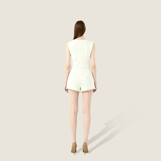 White Pearl-Detail High-Waist Shorts A10393
