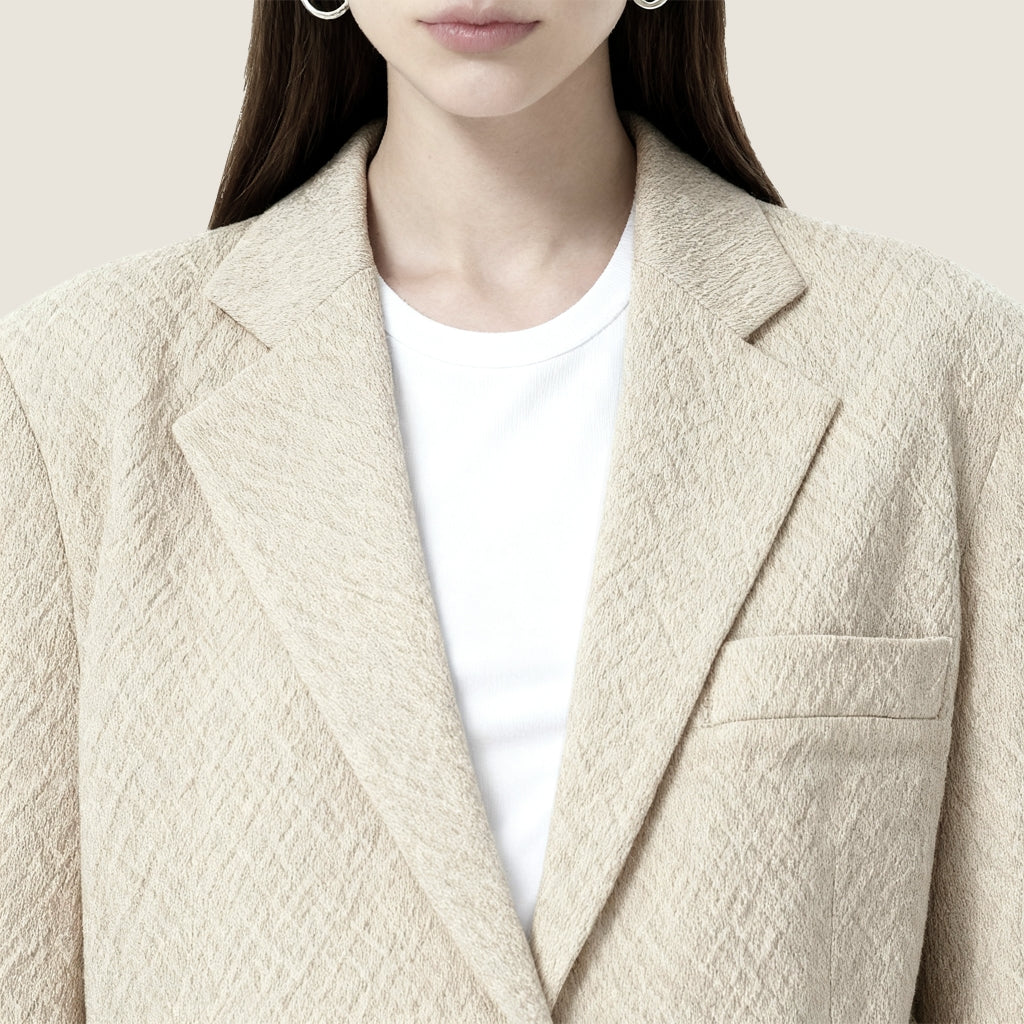 Structured Worsted Wool Jacket with Silk Lining A10406