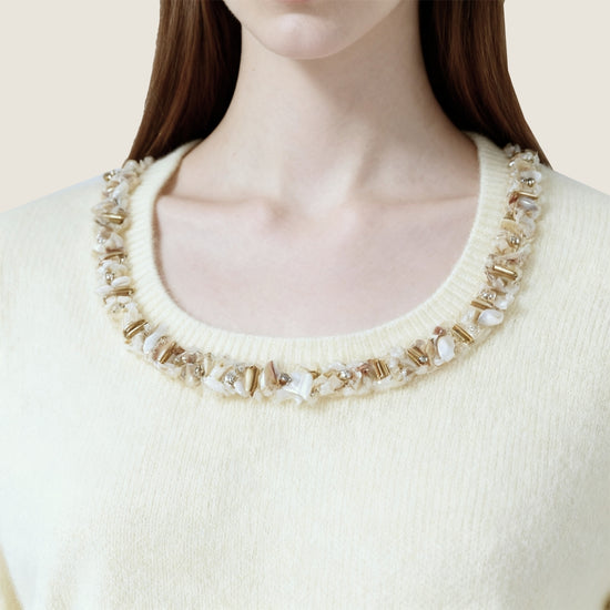 Embellished Scoop-Neck Knit Top A10413