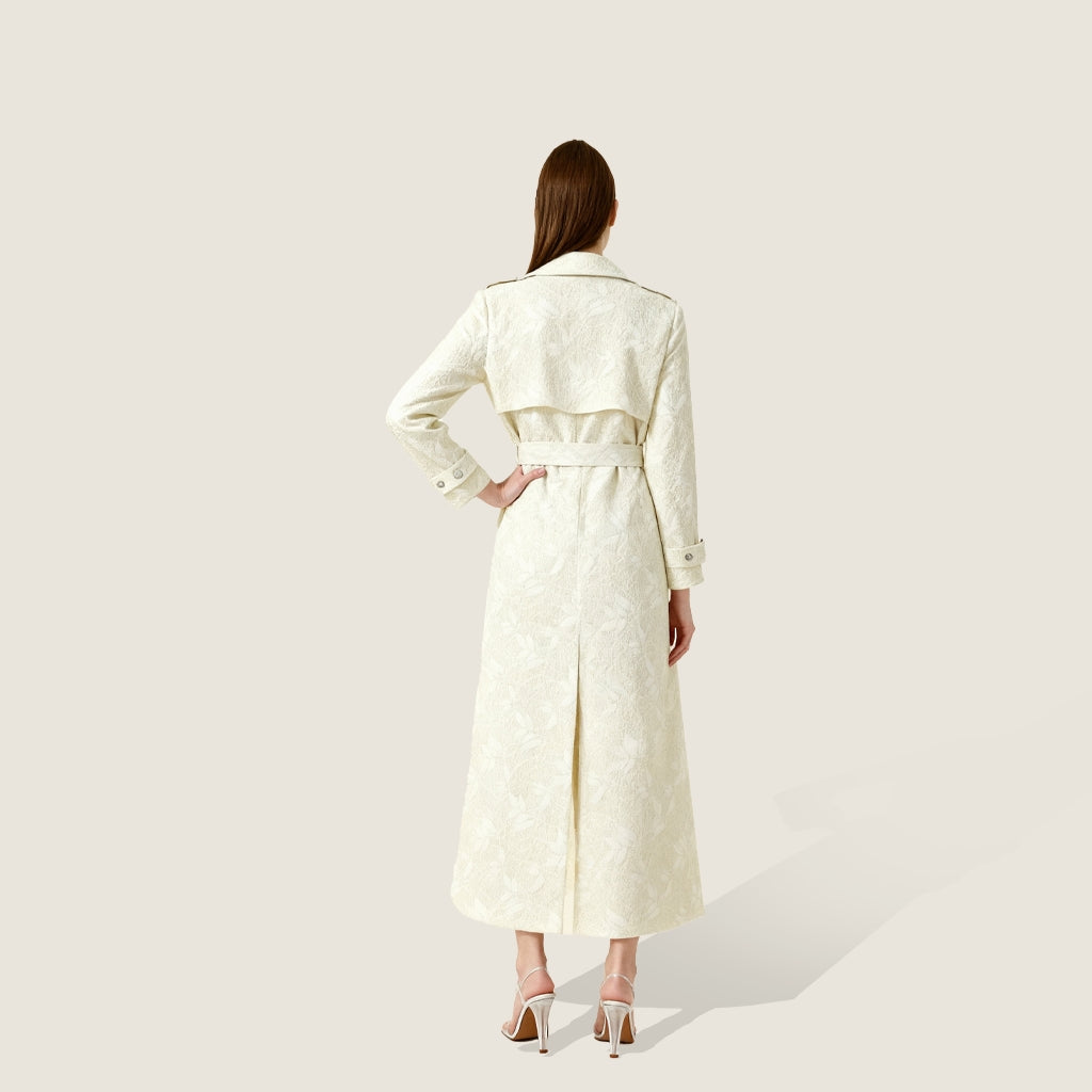 Lace Trench Coat With Belt A10428