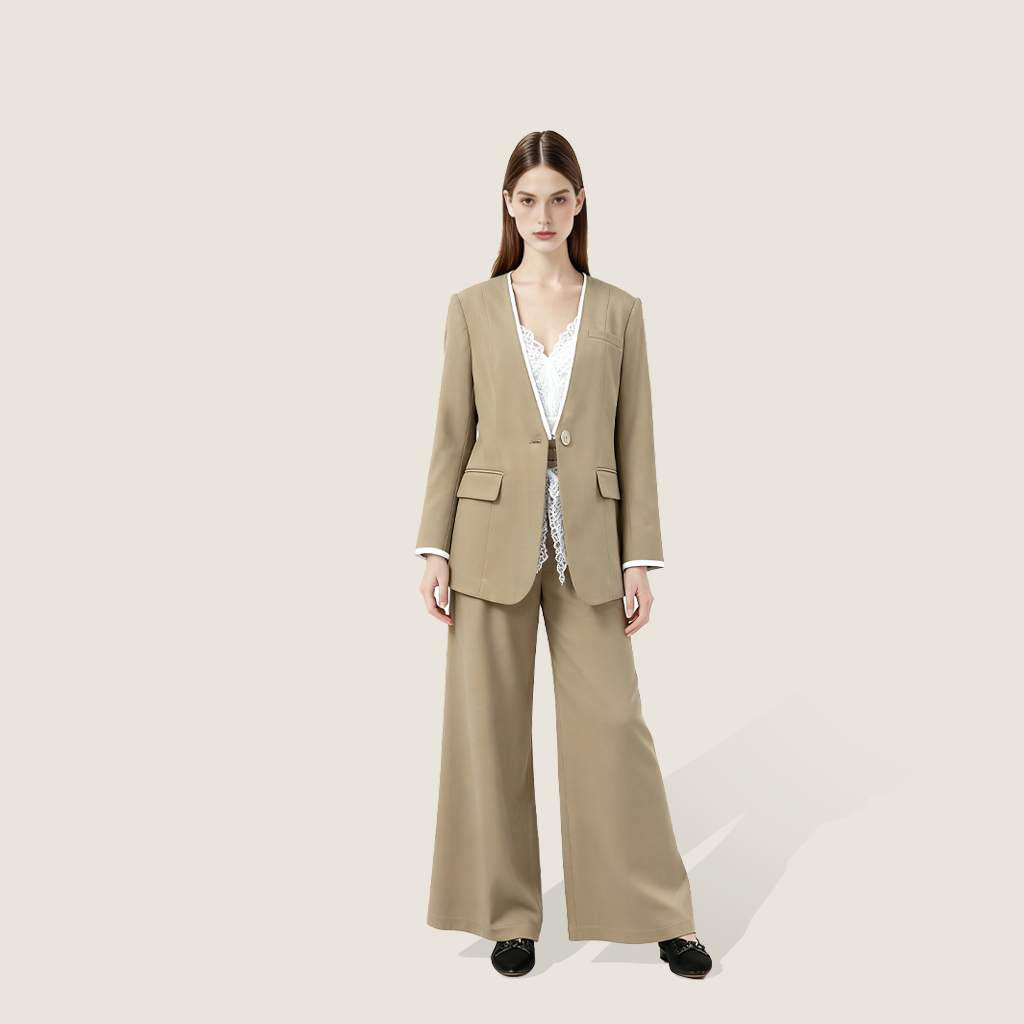 Tailored Single-Breasted Jacket with Flared Pants A10408