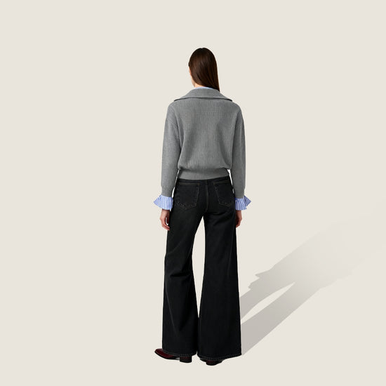 Women's Layered Collar Knit Sweater-Sophisticated & Intellectually Chic Design A10185