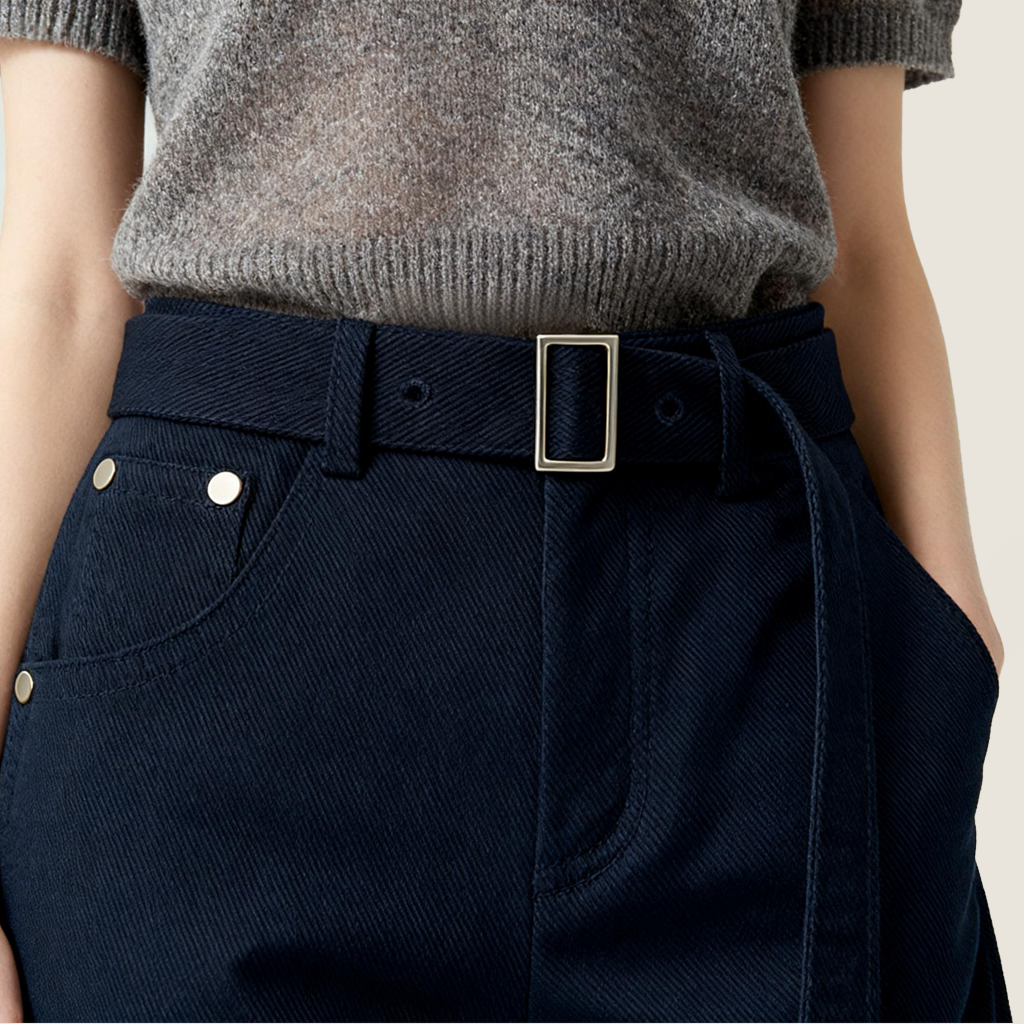 Women's High-Waisted Belted Cargo Pants-Trendy Utility Style with Wide Leg A10187